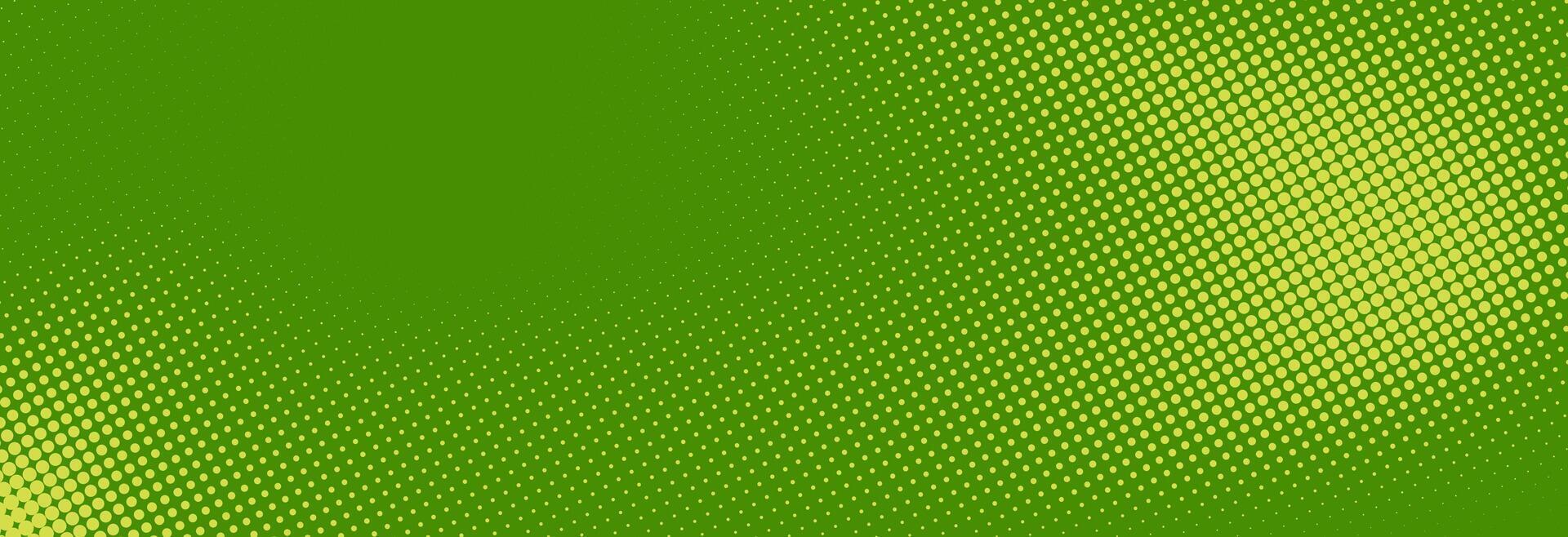 Green halftone pattern. Retro comic gradient background. Greenish pixelated dotted texture overlay. Cartoon pop art vanishing gradient pattern. Backdrop for poster, banner, advertisement vector