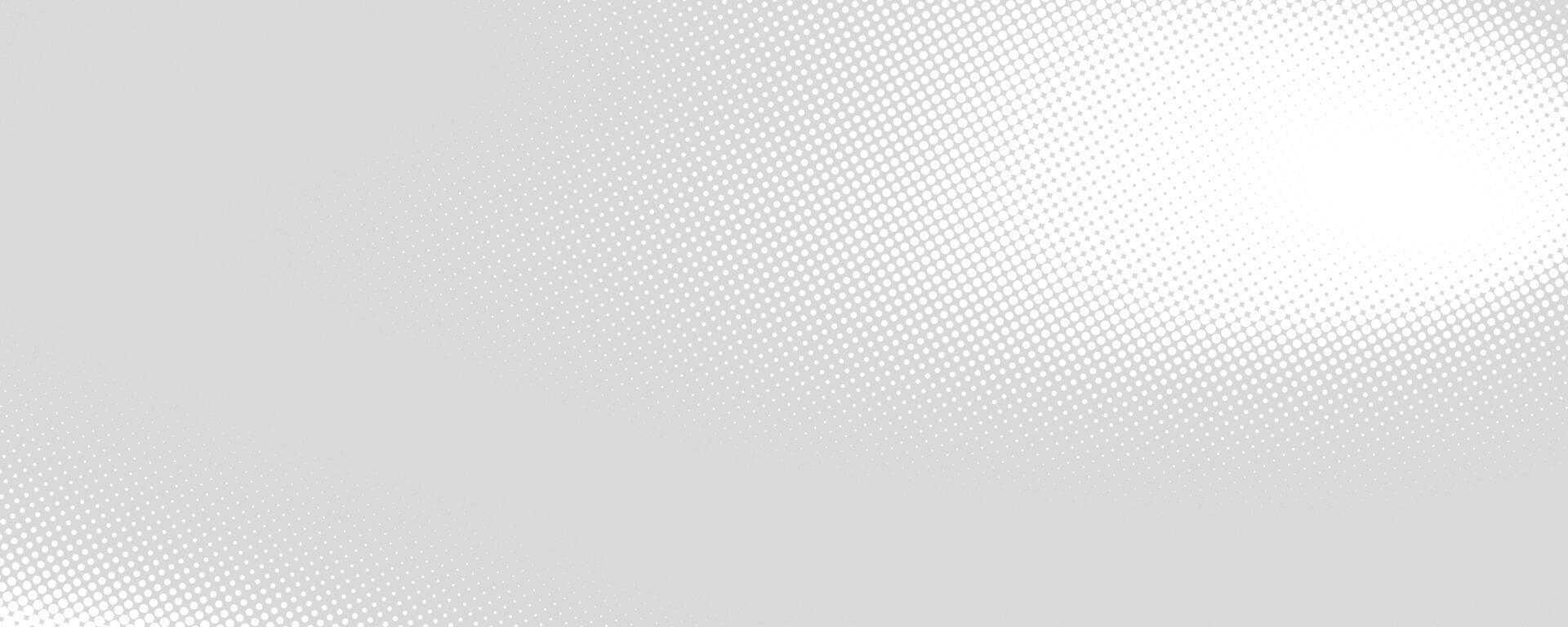 Grey halftone pattern. Retro comic gradient background. Silver pixelated dotted texture overlay. Cartoon pop art fading gradient wallpaper. Backdrop for poster, banner, advertisement, brochure vector