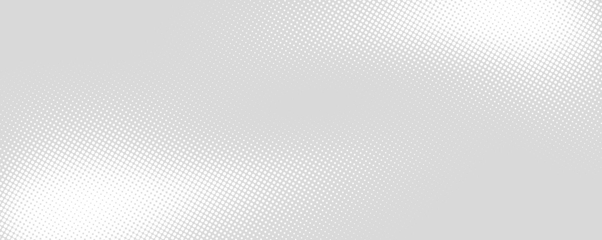 Grey halftone pattern. Retro comic gradient background. Silver pixelated dotted texture overlay. Cartoon pop art faded gradient pattern. Backdrop for poster, banner, advertisement vector