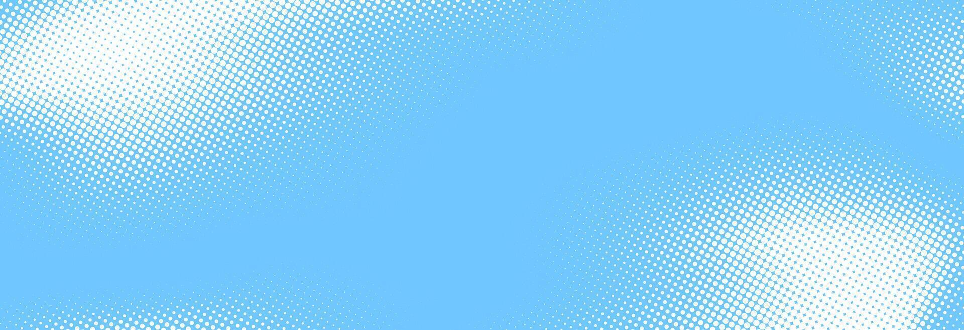 Light blue halftone pattern. Retro comic gradient background. Bright pixelated dotted texture overlay. Cartoon pop art faded gradient pattern. Backdrop for poster, banner, advertisement vector