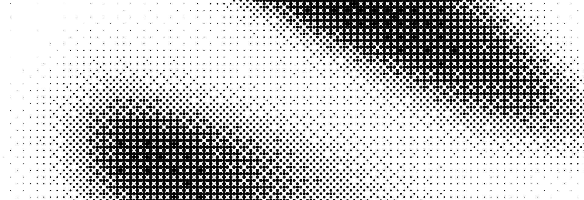 Bitmap grunge gradient texture. Black and white pixelated dither wave pattern. Abstract glitchy 8 bit game wallpaper. Retro wide rasterized backdrop. Pixel art illustration. vector