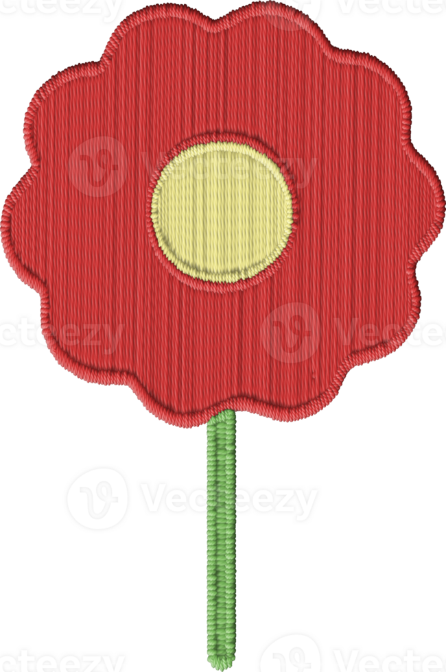 Red Colorful Flower Shape Embroidery Graphic png