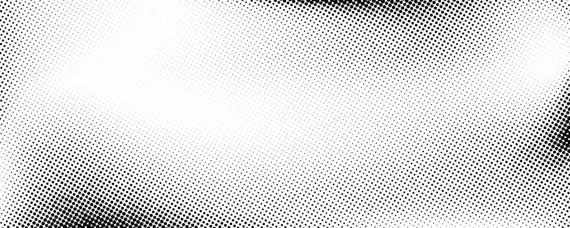Grunge halftone gradient background. Faded grit noise texture. White and black sand wallpaper. Retro pixelated backdrop. Anime or manga style comic overlay. Graphic design textured template vector