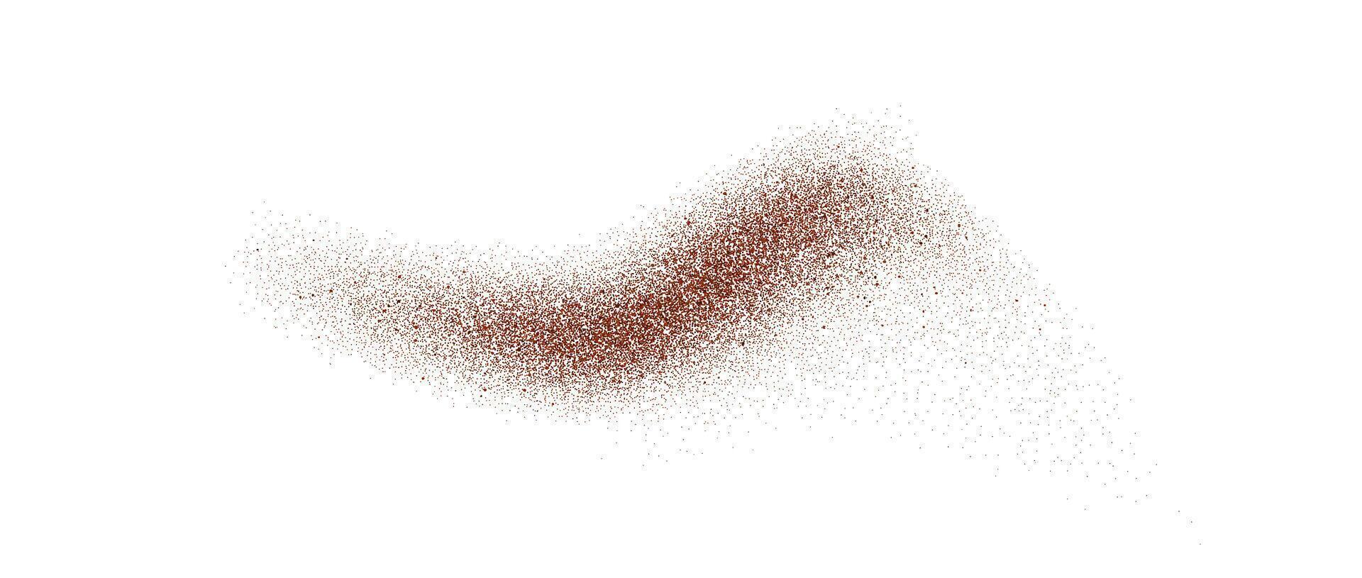 Coffee, cocoa or chocolate powder particles. Brown dust or sand wave element. Ground beans, grains and granules wavy flowing shape. vector