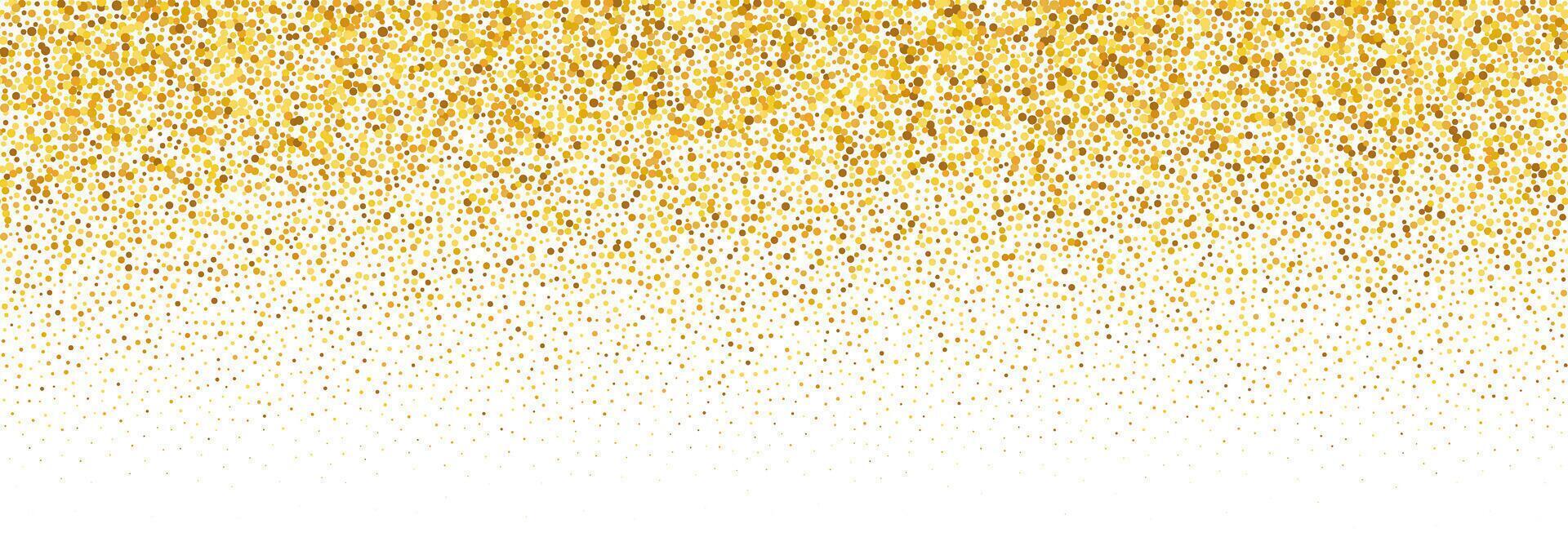 Gold falling confetti background. Repeated golden dotted glitter pattern. Yellow and orange dotted gradient wallpaper. Celebration Christmas, New Year or birthday party backdrop. vector