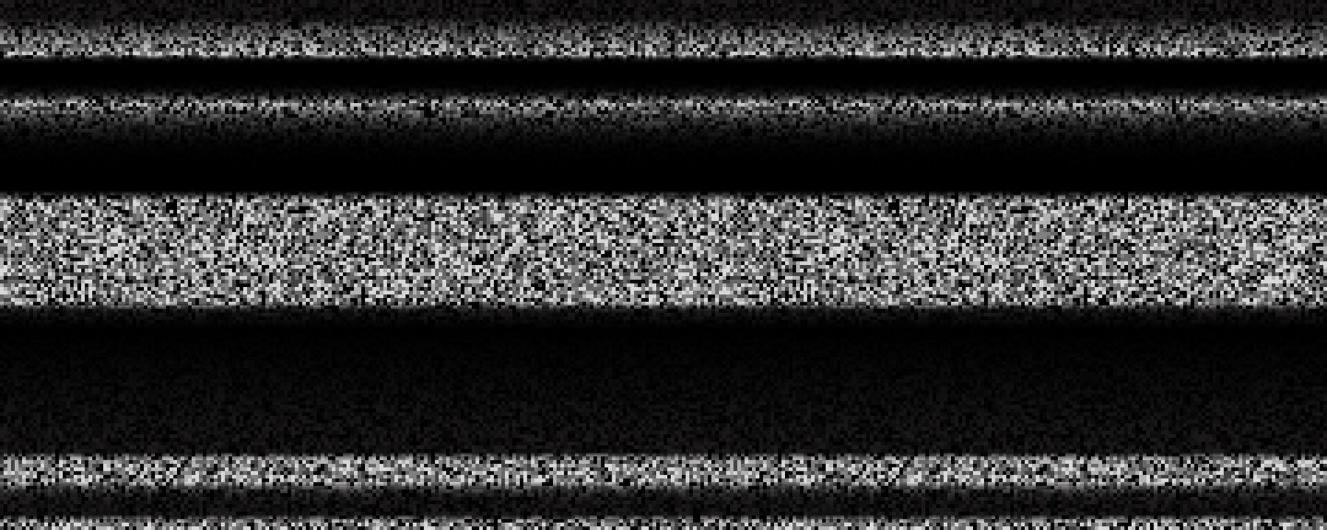 TV static noise texture. VHS signal wallpaper with black stripes, interferences or glitches. Glitch white noise background. Pixelated television screen backdrop grain for poster, banner. vector