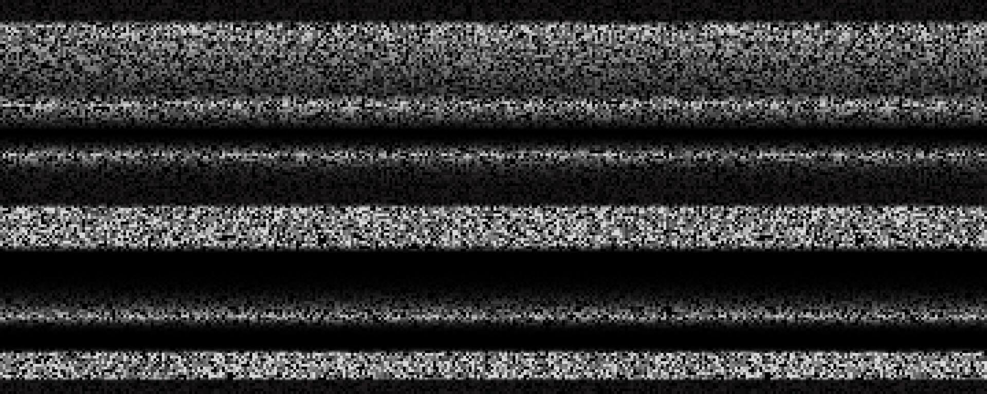 TV static noise background. Glitched pixelated screen texture. VHS with black stripes, interferences or glitches. White noise signal grain for poster, banner. Television screen backdrop. vector