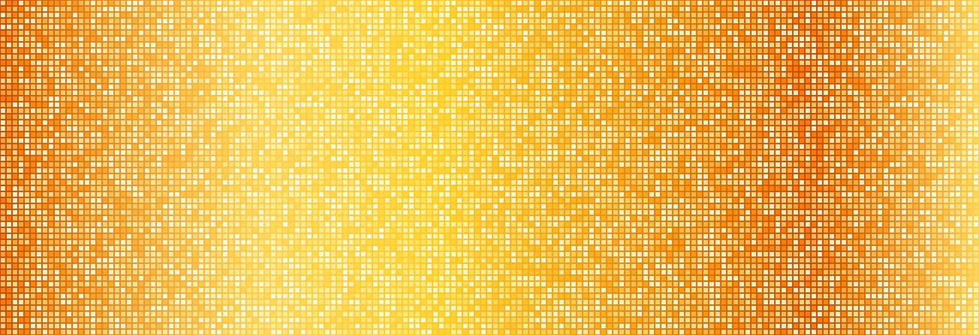 Gold disco party pattern. Yellow square sequin mosaic texture background. Abstract golden shining glitter halftone wallpaper. Pop up comic sparkling glitter backdrop. Retro design template vector