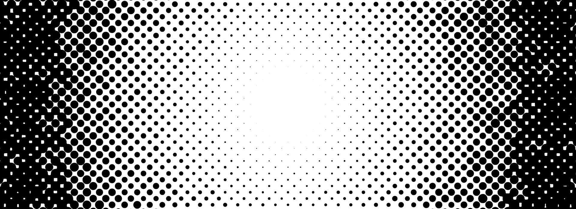 Grunge halftone radial gradient texture. Black pixel distress circle backdrop. Weathered grit noisy background. Damaged glitched round print overlay. Fading gritty sandy vignette wallpaper. vector