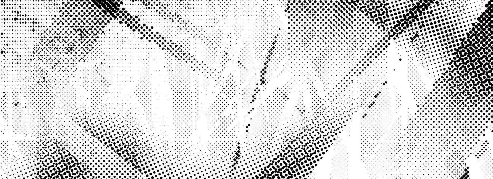 Rough grunge halftone texture. Distressed dirty scratched background. Dotted wallpaper for banner, poster, flyer, magazine, brochure. Scuffed ragged backdrop. Damaged glitched pixel overlay vector