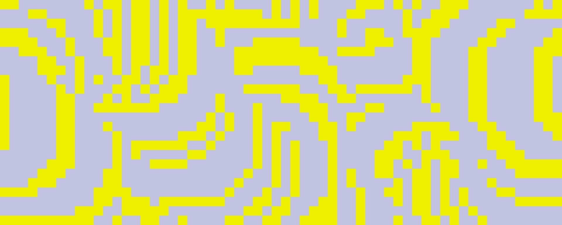 Pixelated curved wavy texture. Yellow and grey dithered bent lines background. Digitalized warped stripes for banner, poster, flyer, brochure, booklet. Rasterized squiggle overlay wallpaper vector