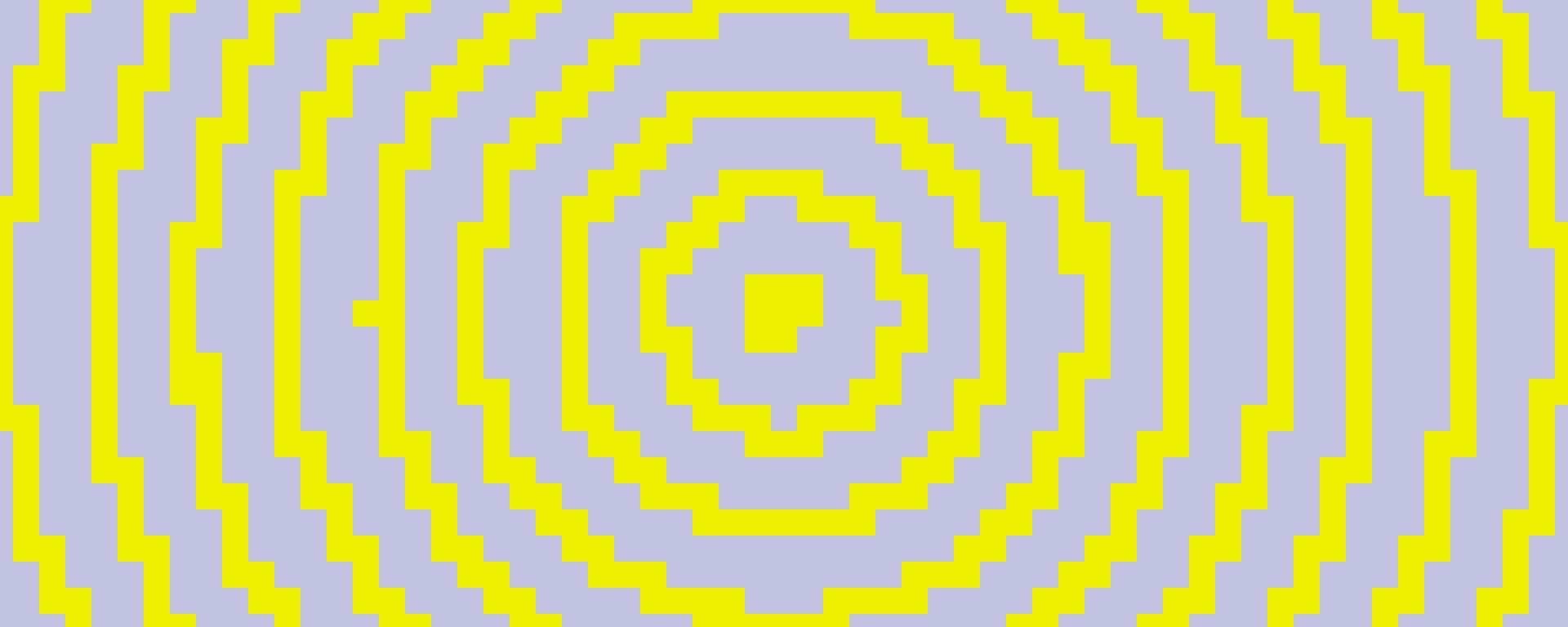 Pixelated concentric circles texture. Yellow and grey dithered radial lines background. Digitalized target for banner, poster, flyer, brochure, booklet. Rasterized aim overlay wallpaper vector