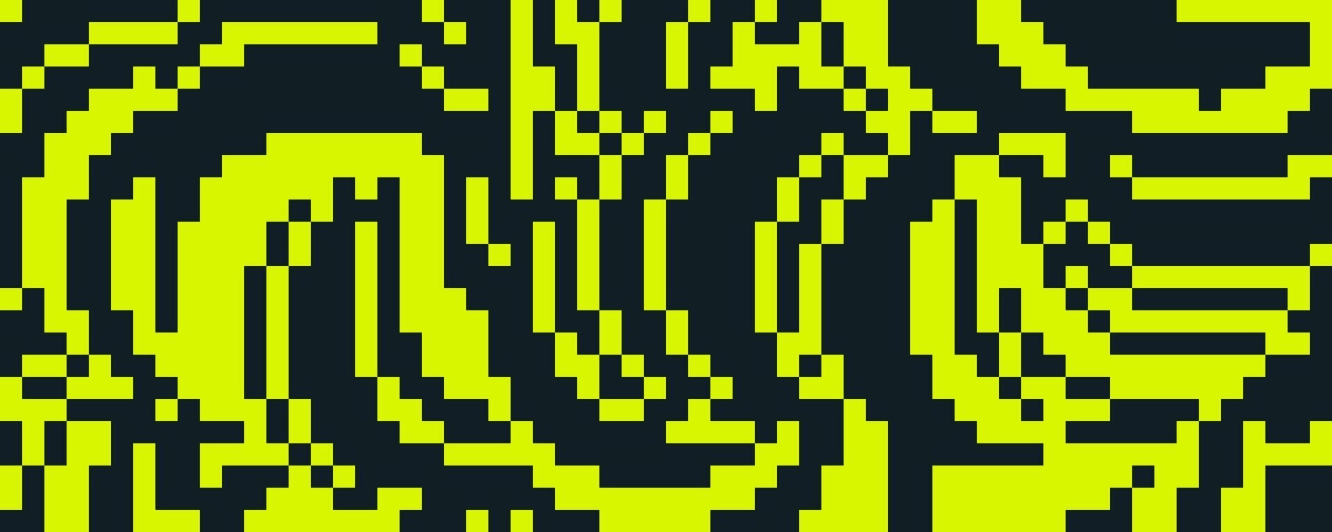 Pixelated curved wavy texture. Yellow and black dithered bent lines background. Digitalized warped stripes for banner, poster, flyer, brochure, booklet. Rasterized squiggle overlay wallpaper vector