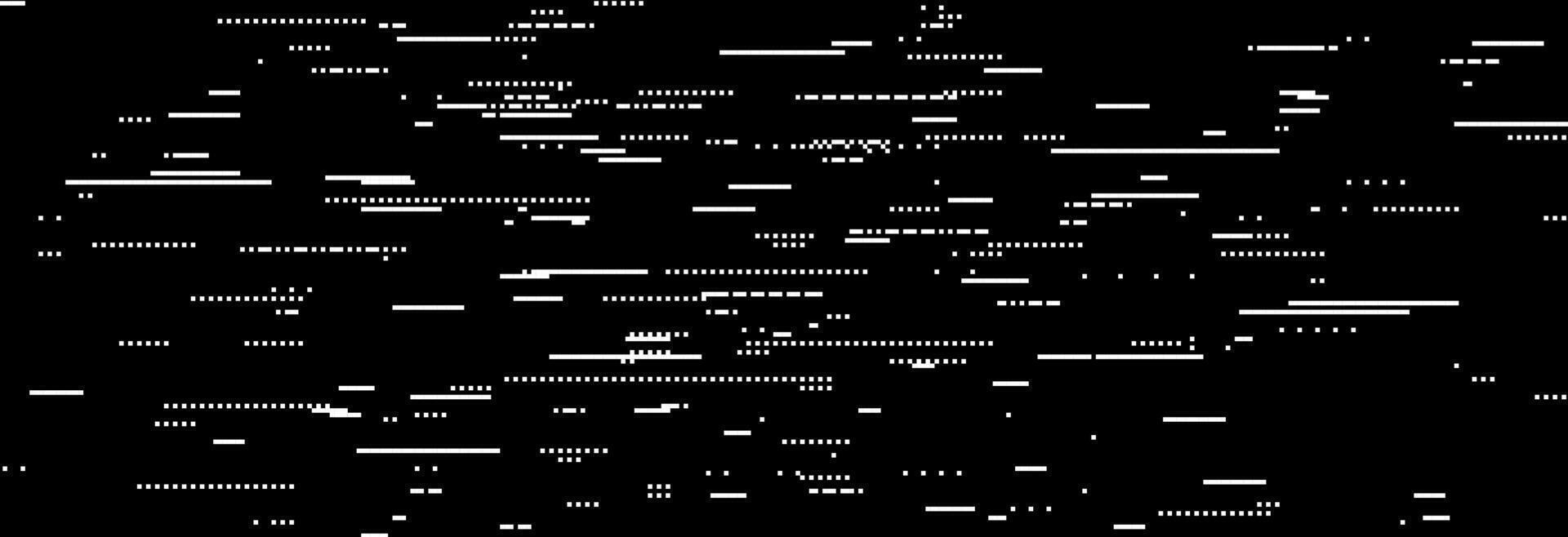 Glitch TV static noise wallpaper. VHS pixel noise texture. Random interference signal concept. Black and white rippled tape background. Image distorted distressed backdrop effect. vector