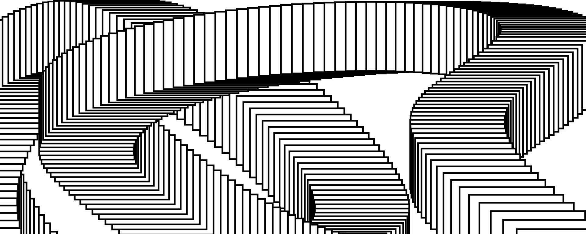 Wavy poster design background with flying cards or frames. Black and white blended square template for poster, banner, flyer, brochure, leaflet, booklet. Retro dynamic abstract steps wallpaper vector