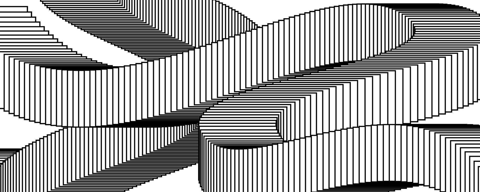 Wave poster design background with flying cards or frames. Black and white blended square template for poster, banner, flyer, brochure, leaflet, booklet. Dynamic abstract wallpaper vector