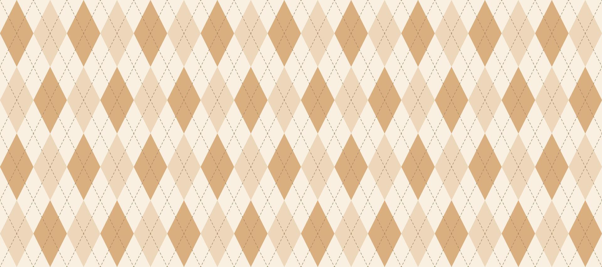 Seamless beige argyle pattern. Nude brown rhombus repeating background. Autumn ecru diamond texture form textile design, fabric print, wrapping paper, clothes pattern design. Vecto vector
