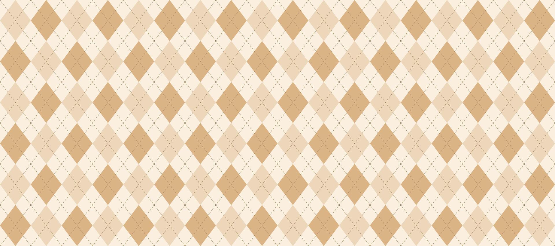 Seamless beige argyle pattern. Nude brown rhombus repeated texture background. Autumn diamond form textile design, fabric print, wrapping paper, clothes pattern design. vector