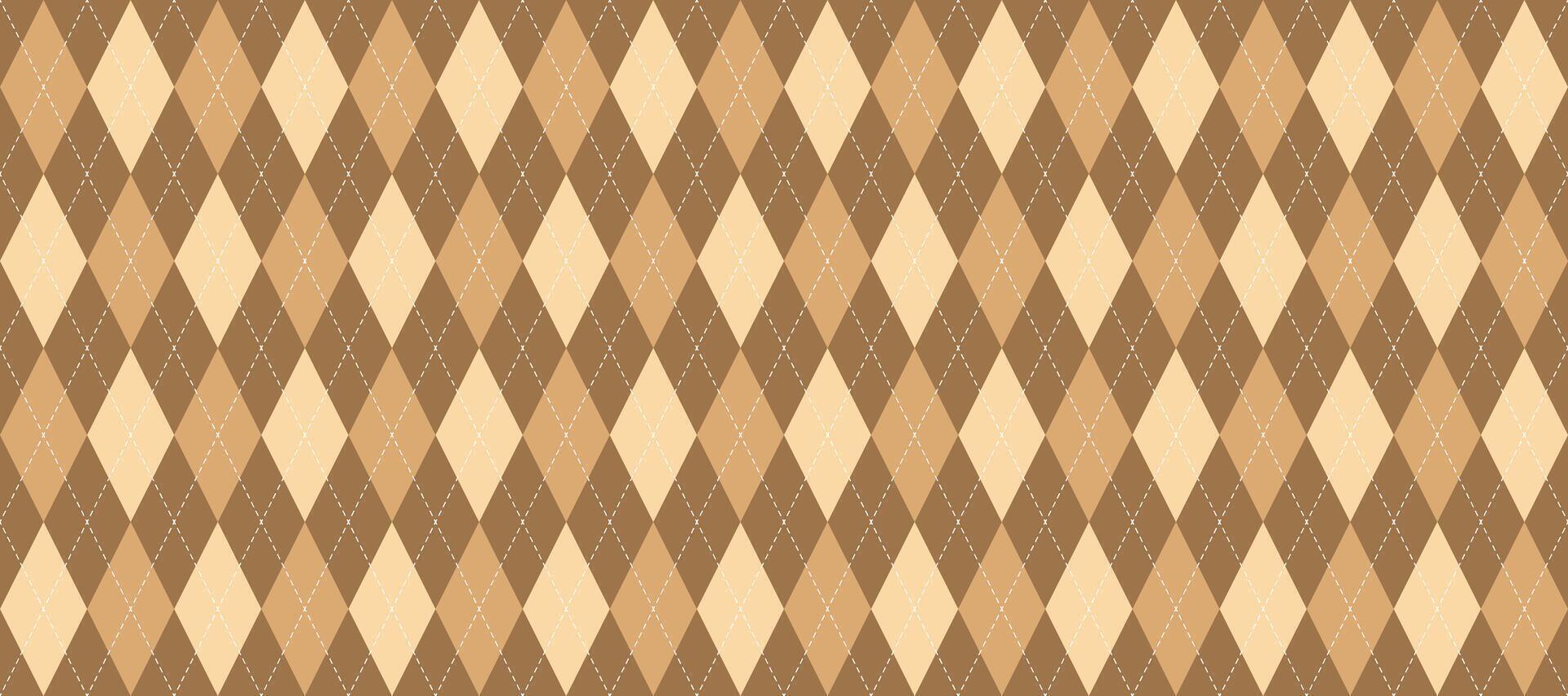 Seamless beige argyle pattern. Light brown rhombus repeating background. Autumn ecru diamond texture form textile design, fabric print, wrapping paper, clothes pattern design. vector