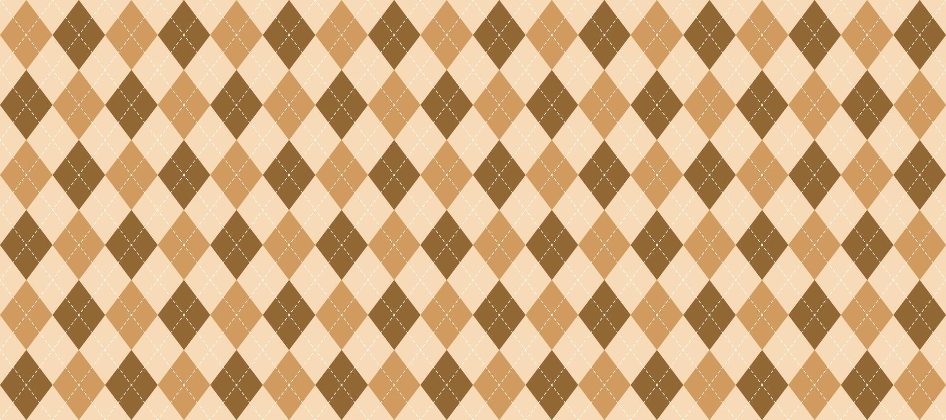 Seamless beige argyle pattern. Light brown rhombus repeated texture background. Autumn diamond forms for textile design, fabric print, wrapping paper, clothes pattern design. vector