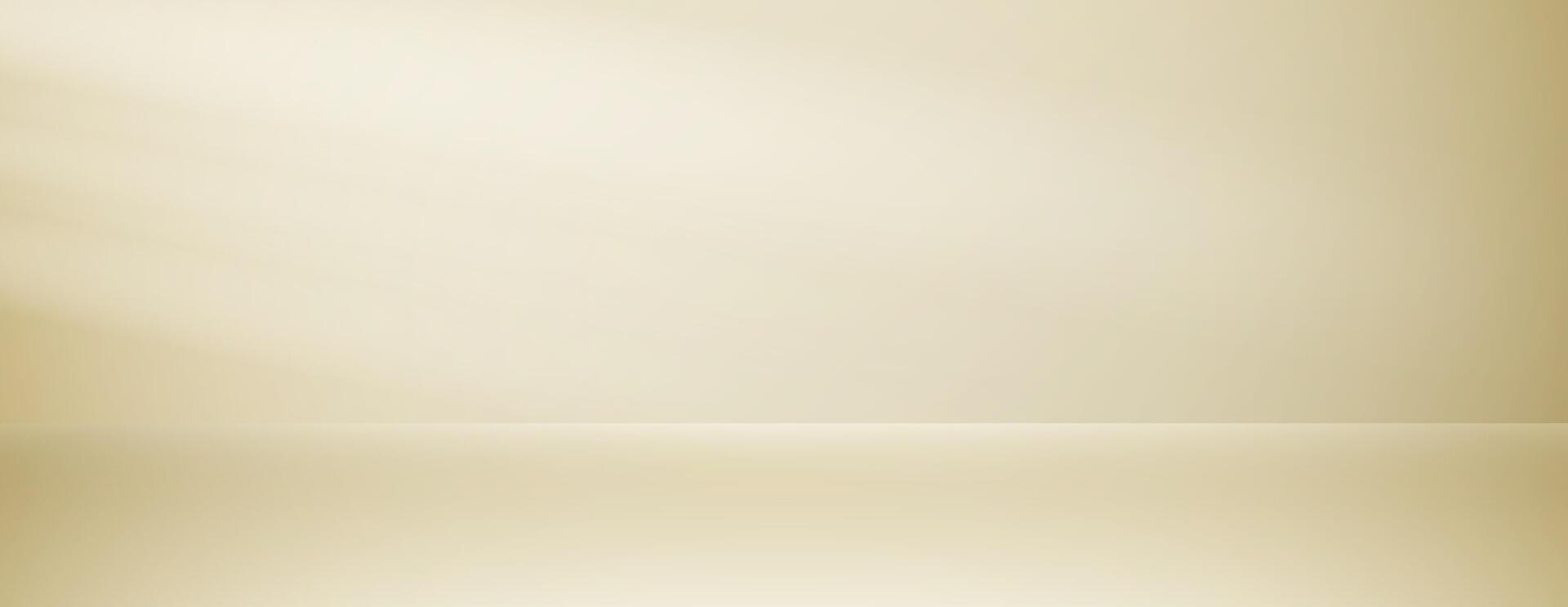 Beige studio room design concept. Light brown platform display background. Wall and floor surface backdrop for presentation, mockup, product showcase. Soft smooth gradient wallpaper vector