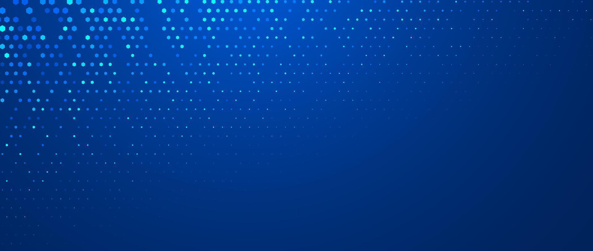 Blue glowing hexagon texture background. Abstract neon hexagonal grid wallpaper. Navy honeycomb pattern backdrop. Modern technology, business, science, healthcare, medicine, presentation design vector