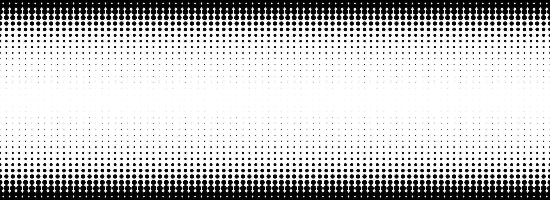 Dotted halftone gradient texture. Fading polka dot background. Repeated dots gradation pattern. Black and white vanishing comic pop art backdrop. Horizontal halftone raster effect wallpaper. vector