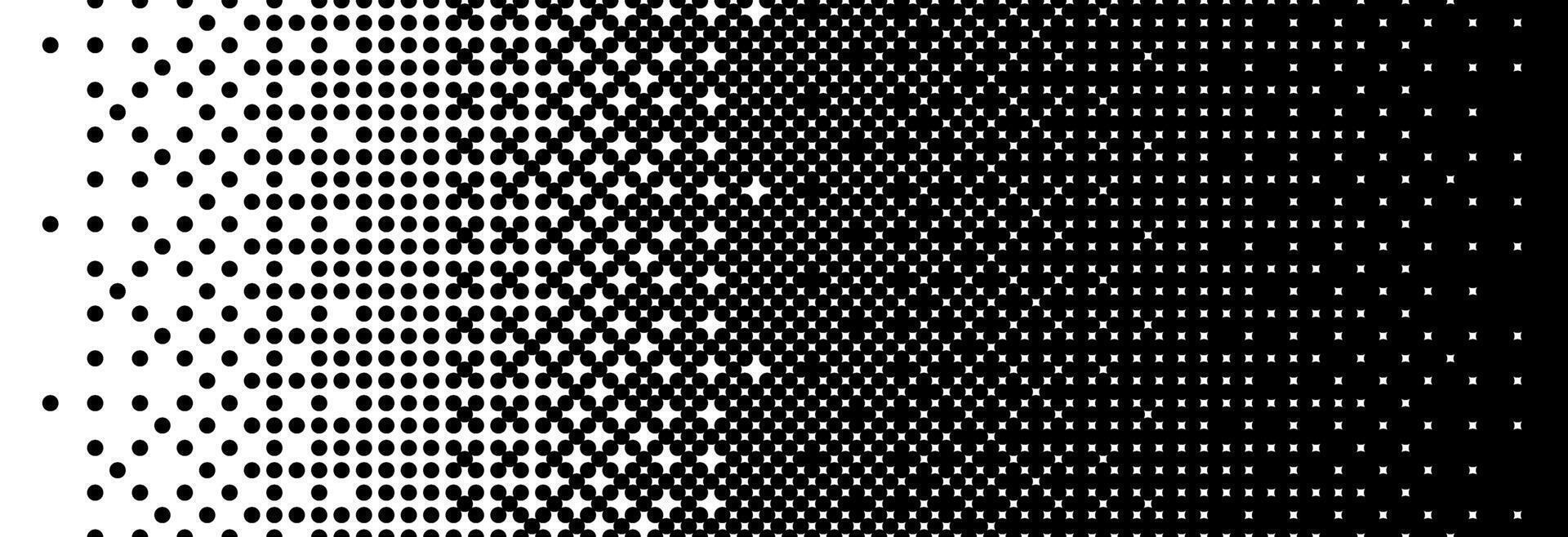 Fading bitmap gradient texture. Black and white dither pattern background. Abstract pixelated glitchy pattern. 8 bit game screen wallpaper. Vanishing pixel art retro backdrop. vector