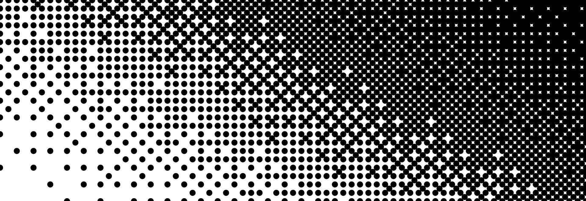 Diagonal bitmap gradient texture. Black and white slanted dither background. Abstract pixelated glitchy corner pattern. 8 bit game screen wallpaper. Fading pixel backdrop. Retro halftone vector