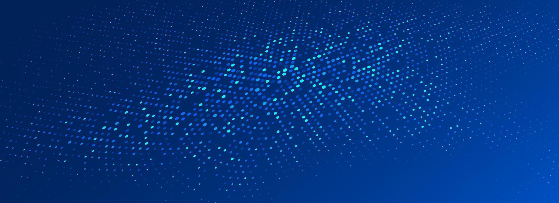 Glowing blue dotted wallpaper. Abstract curved round dot grid texture. Circle halftone pattern background. Ai backdrop concept for technology, business, news, healthcare, medicine design vector
