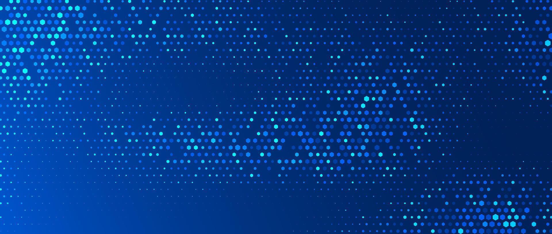 Blue glowing hexagon texture. Abstract hexagonal grid gradient wallpaper. Navy honeycomb pattern backdrop. Modern business, science, healthcare, medicine, technology, presentation background vector