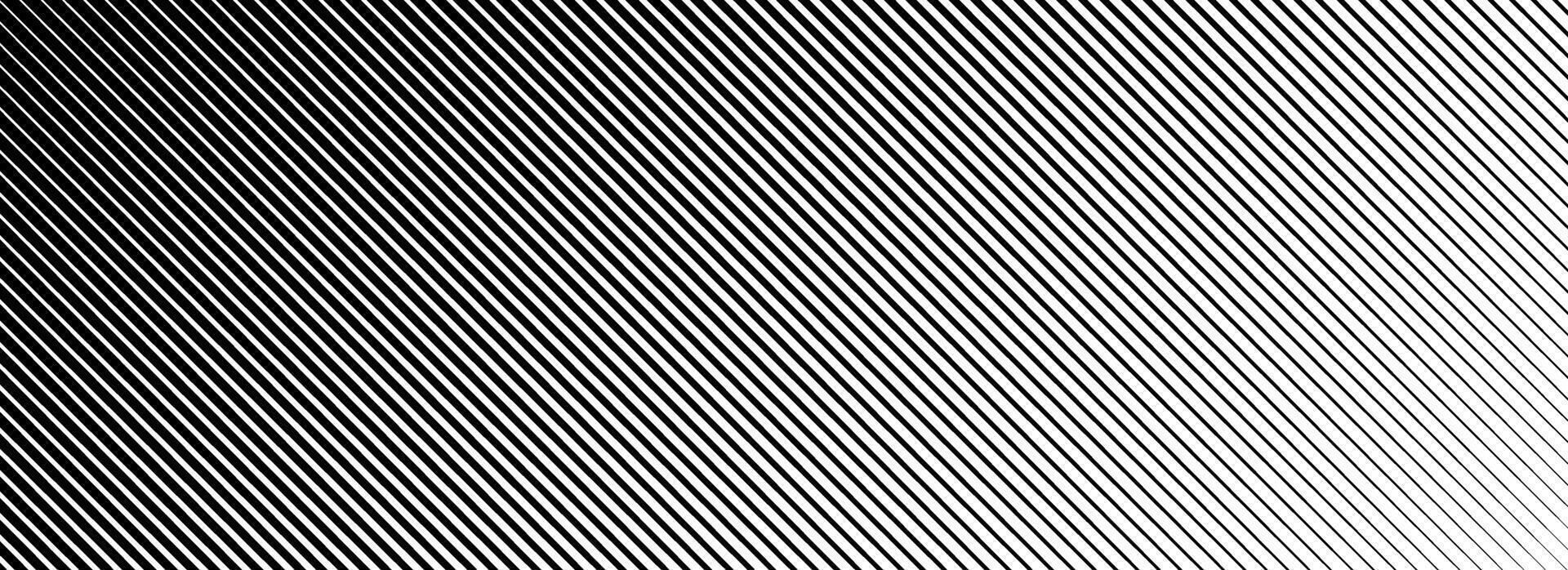 Oblique line halftone gradation texture. Fading diagonal stripe gradient background. Black slant lines pattern backdrop. Vanishing thin parallel stripes wallpaper for overlay, print, cover. vector