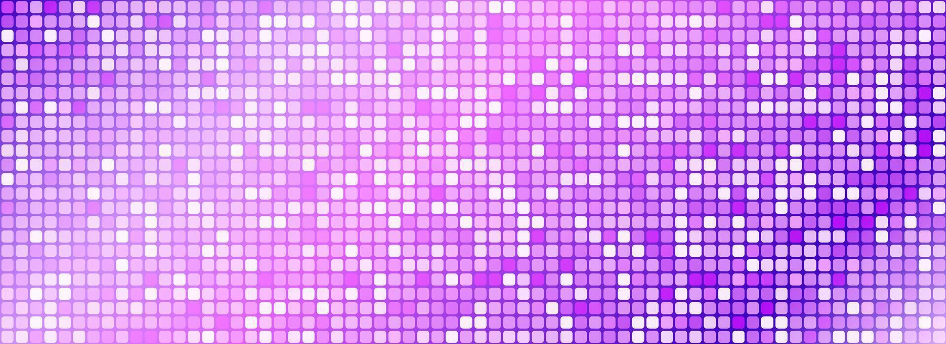 Purple pink disco party pattern background. Iridescent sequin mosaic texture. Abstract shining halftone wallpaper. Pop up comic sparkling glitter backdrop. Retro design template vector