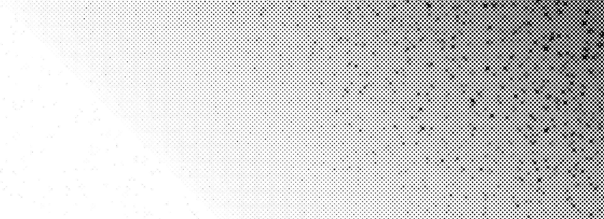Grunge halftone gradient background. Faded grit noise texture. Black sand particle wallpaper. Retro pop art pixel backdrop. Anime or manga cartoon overlay. Dots and speckles textured template vector