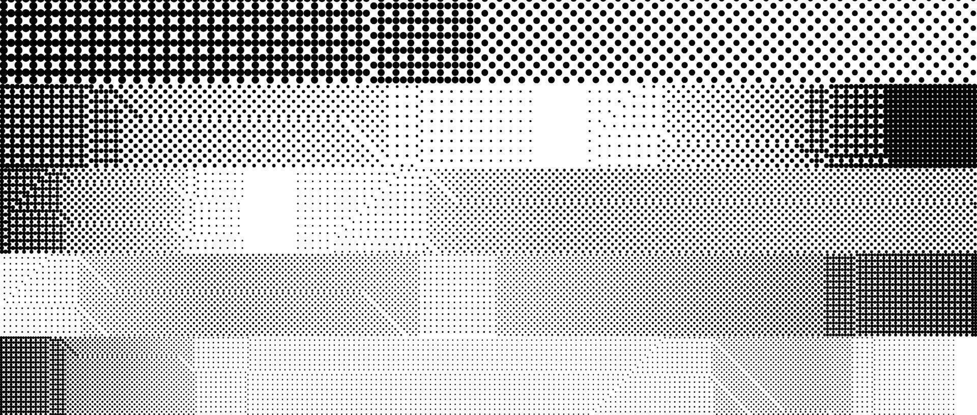 Glitchy pixelated striped pattern. Bitmap noise stripe texture. Halftone glitch grunge overlay. Dotted distorted gradient wallpaper for banner, poster, flyer, print, brochure. Dither background vector