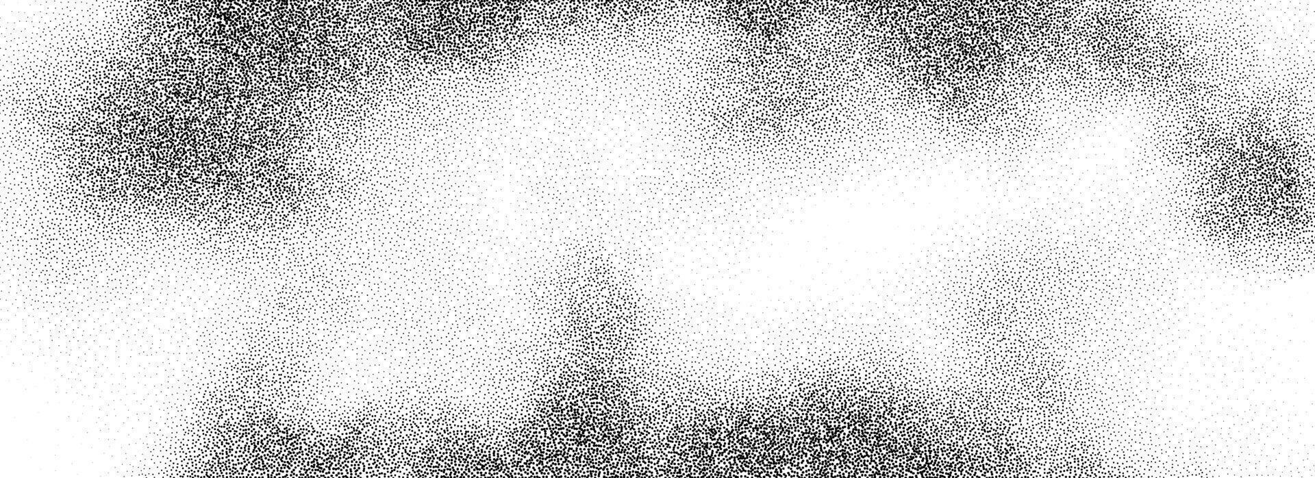 Smoke cloud stipple gradient texture. Grunge fluid fume grain background. Gritty noise fog dotwork wallpaper. Black and white dots, speckles, sand particles or granules overlay. vector