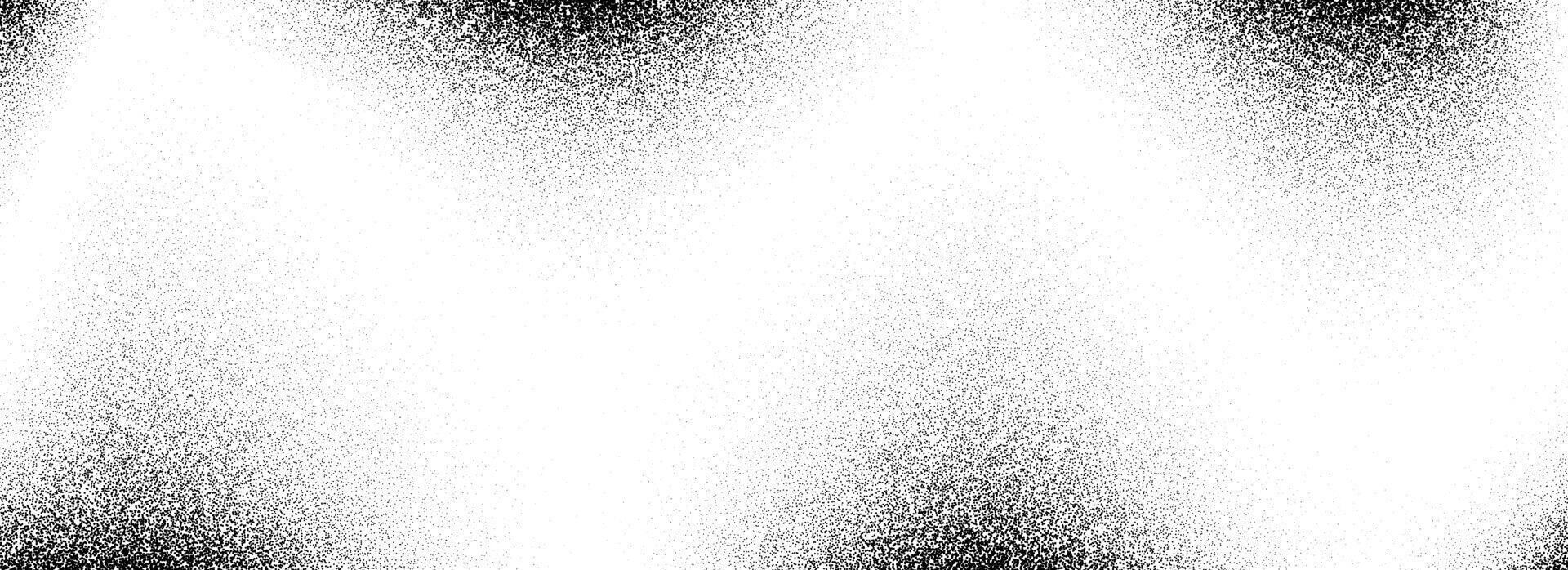 Black stippled wavy gradient texture. Grunge dotted noise background. Gritty splattered sand halftone overlay. Distressed sprayed dot work grain with specks, dust, dots, speckles, particles vector