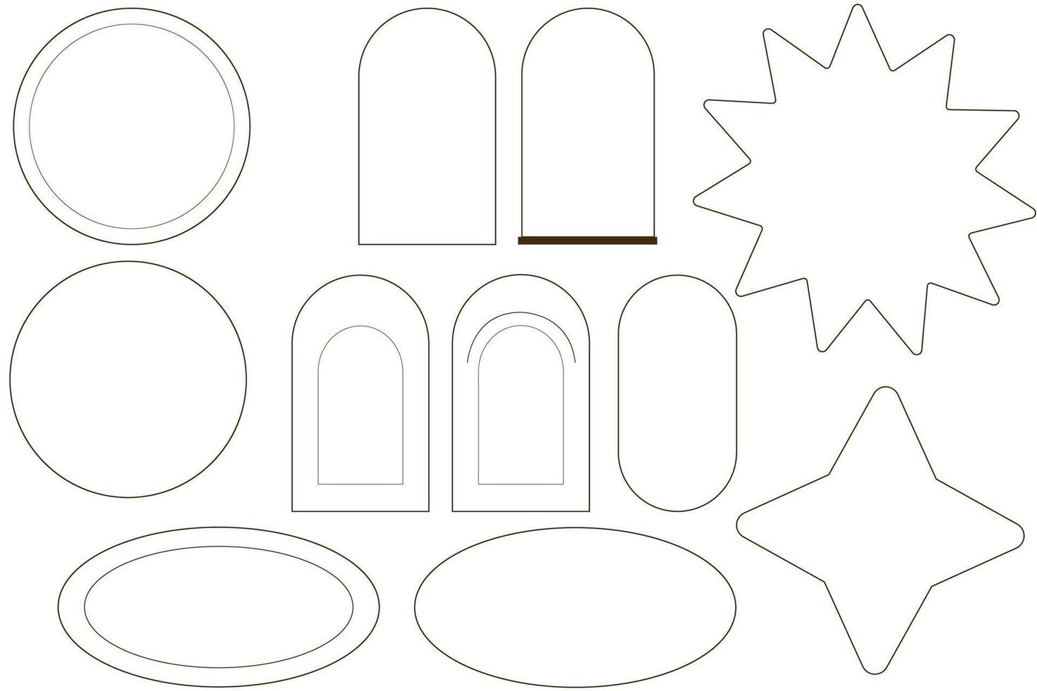 Set of sticker frame design in dark brown style. banner, background, sticker, decoration, dairy, poster. vector