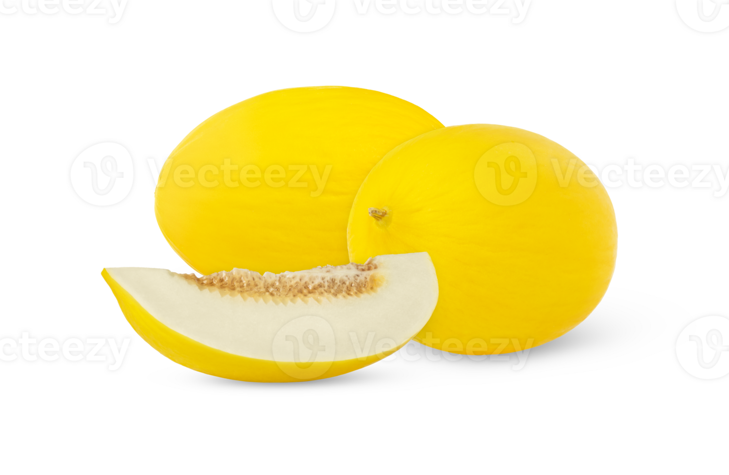 Honeydew melon and a slice isolated with clipping path. png