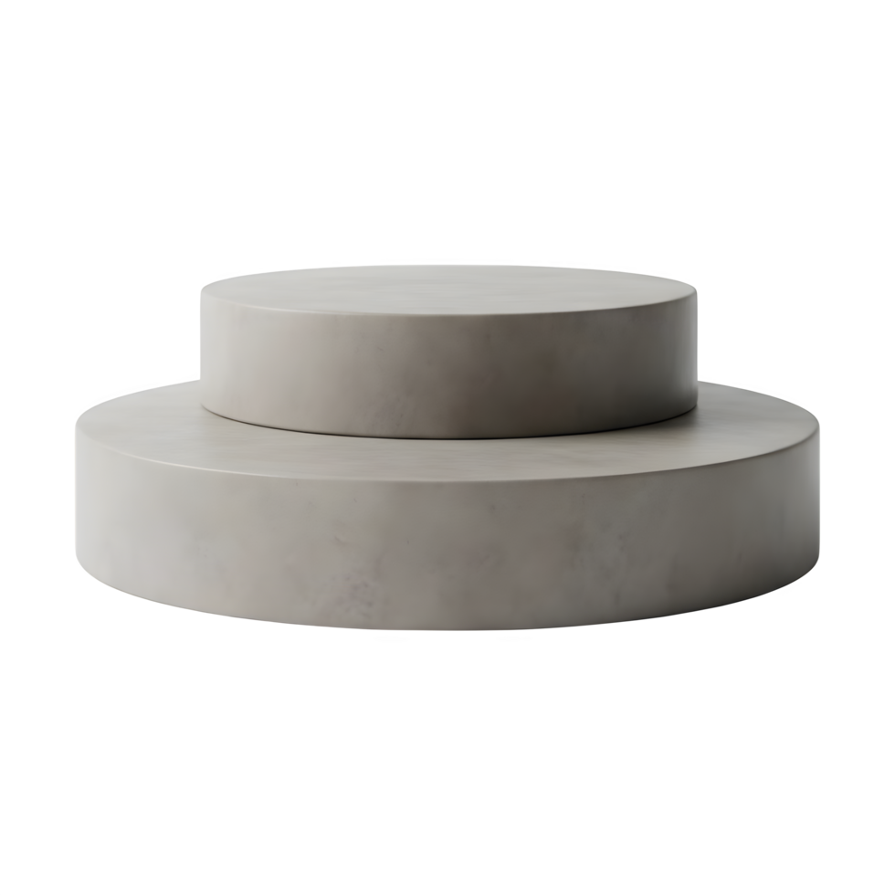 Two stacked grey podiums in minimalist stone texture png