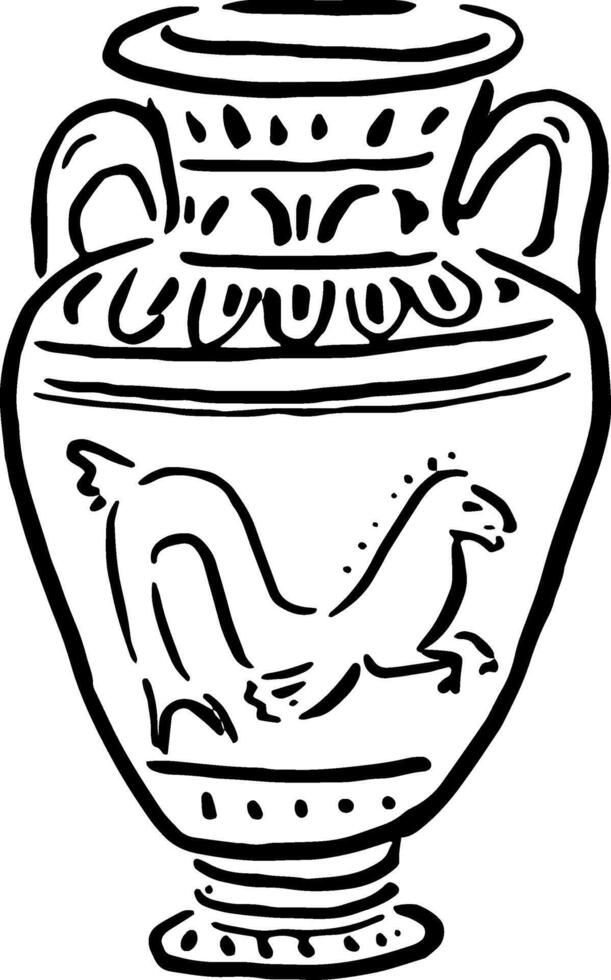 Vintage Greek Vase Illustration for Wedding Label or Menu vector