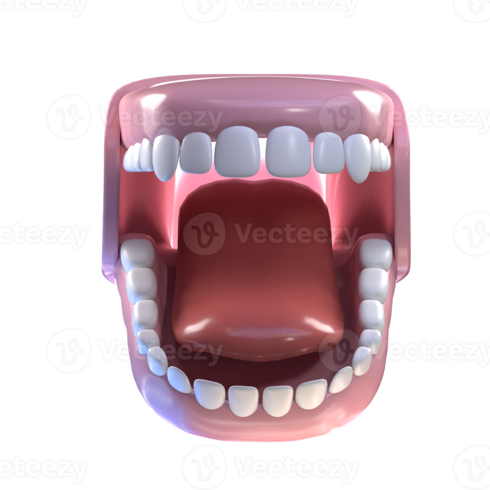 A 3d model of a mouth with teeth png