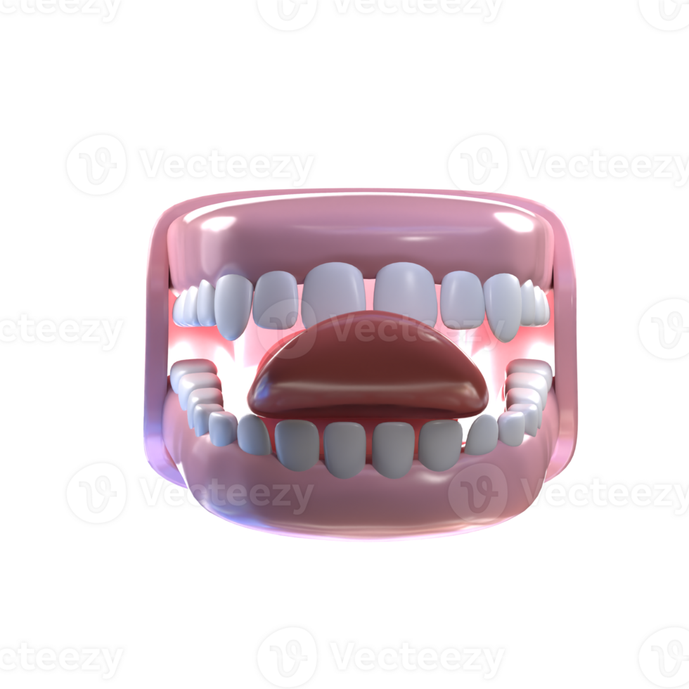 A 3d model of a tooth with a mouth open png