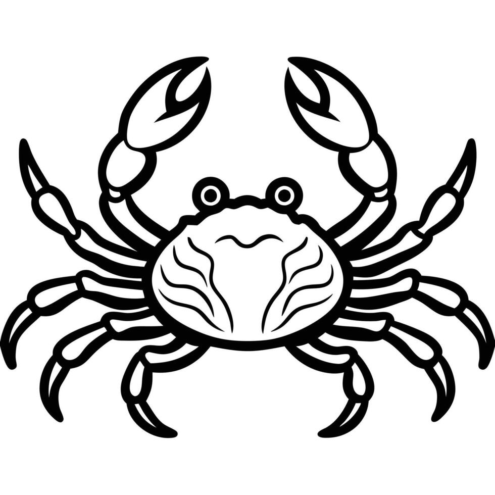 Majestic Black and White Crab Illustration A Striking Line Art Design of a Powerful Crustacean in a Nautical Setting vector