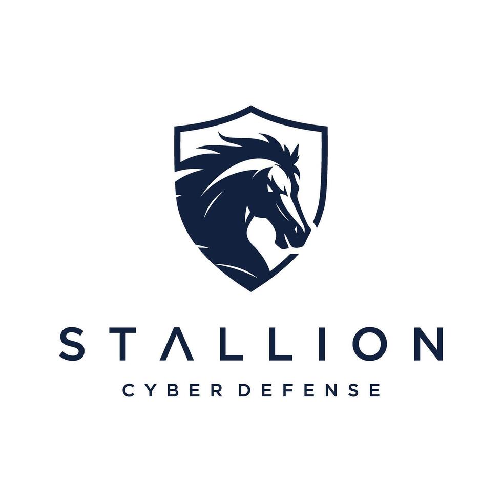 Stallion head on shield vector