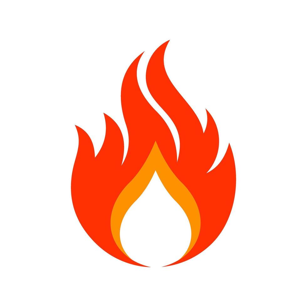 Flat Fire Logo Design with Bold Red and Orange Shapes vector