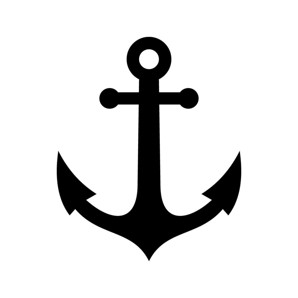 Anchor Symbol, Nautical Theme Black Silhouette. vector