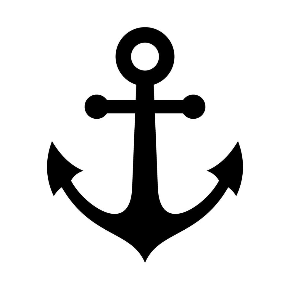 Classic Black Anchor Symbol, Nautical Icon Design vector