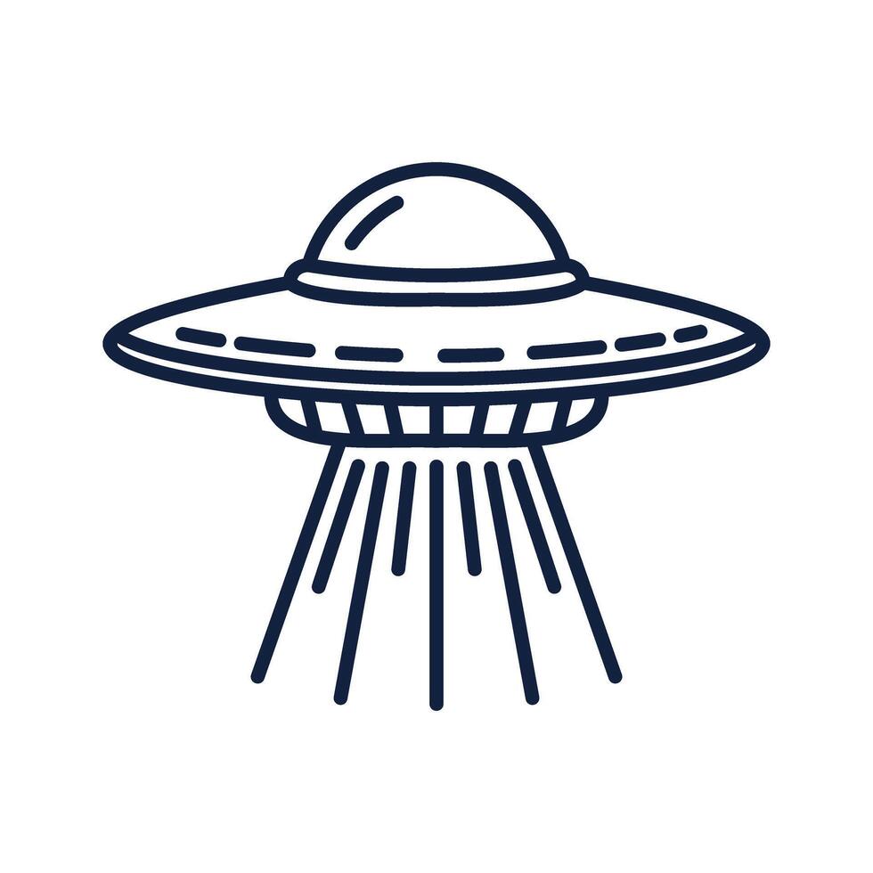 Alien spaceship or UFO in line art style vector