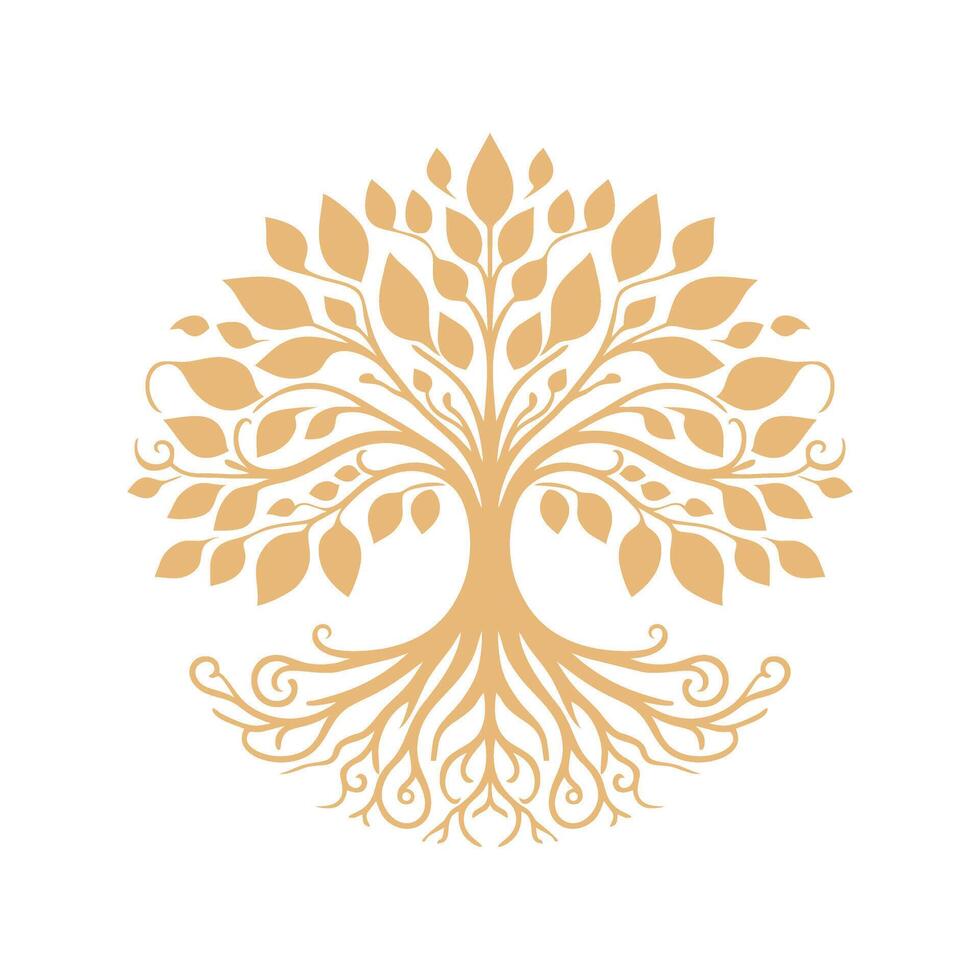 tree of life with gold color vector